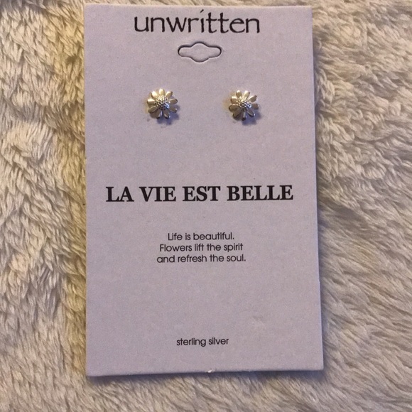 Sterling Silver Floral Stud Earrings - Picture 2 of 3